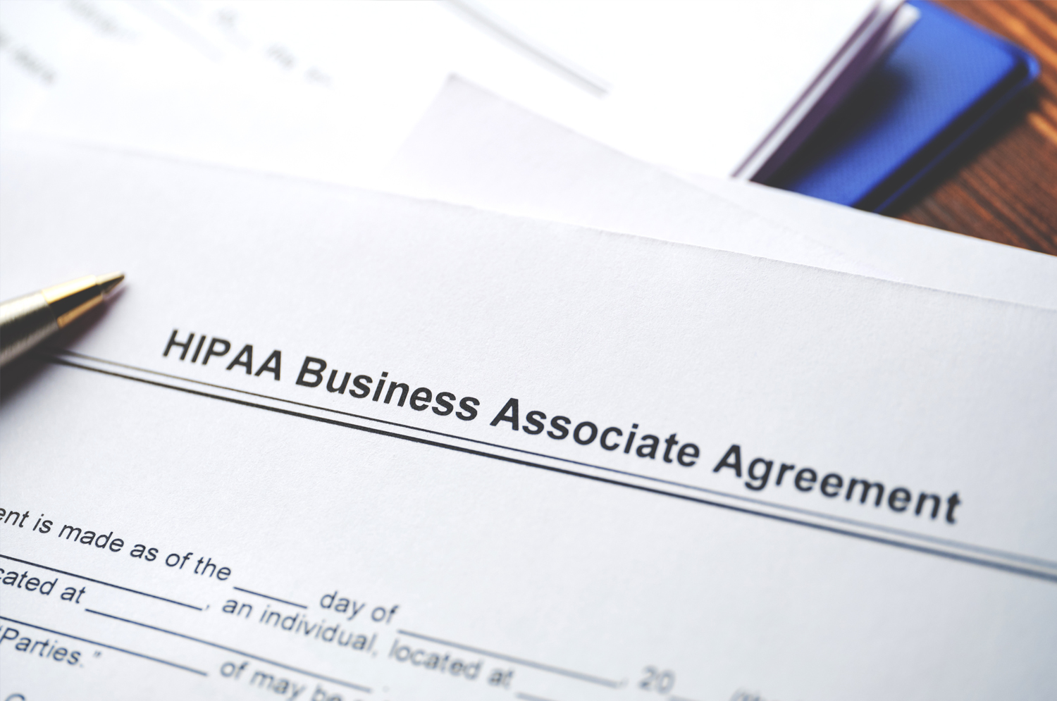 HIPAA Business Associate Agreement document closeup